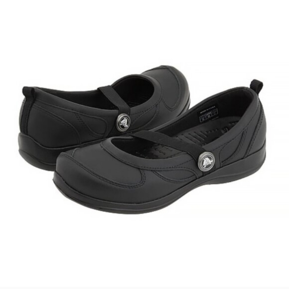 Crocs Juniper Mary Jane Work Shoes Size 8 Black NWOB
